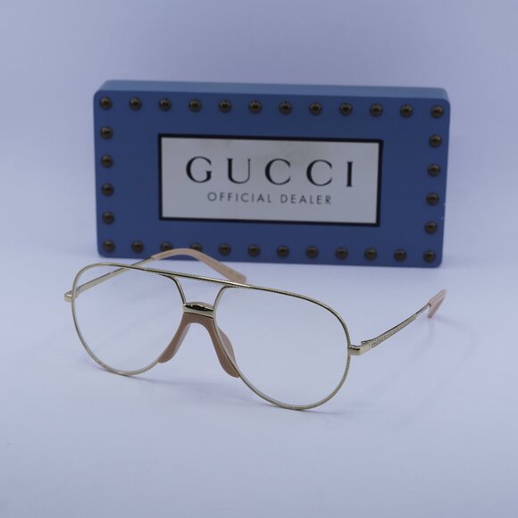 Gucci GG0432S 001 Aviator Sunglasses - Gold\Transparent - Picture 1 of 10